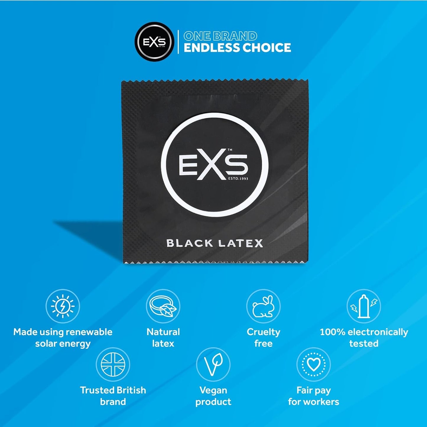 EXS | Black Latex Condoms | Enhance Your Sex Life with Coloured Latex | Vegan