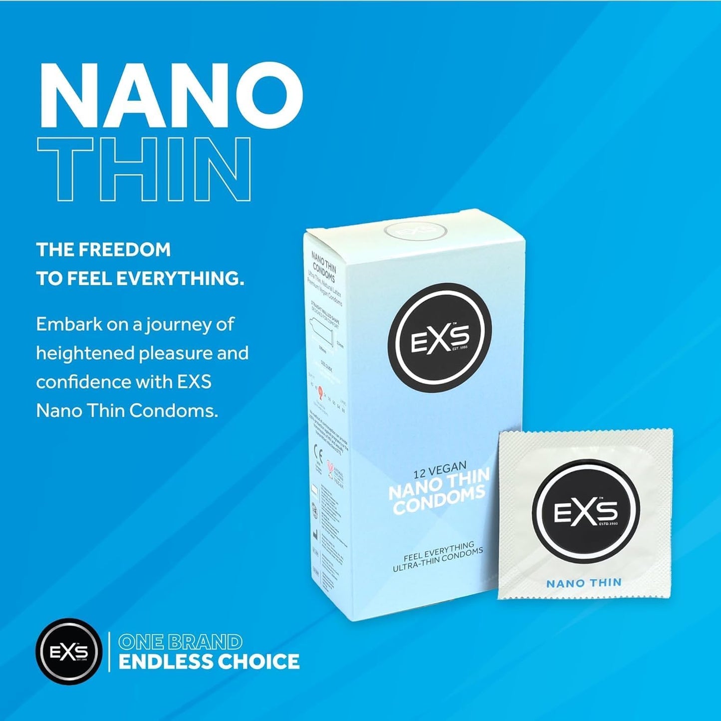 EXS | Nano Thin Condoms | One of The Thinnest Quality Condoms | Vegan