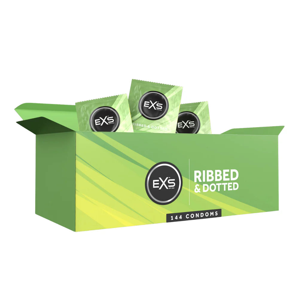EXS | Textured Condoms | Natural Latex & Silicone Lubricated | Ribbed & Dotted | Vegan