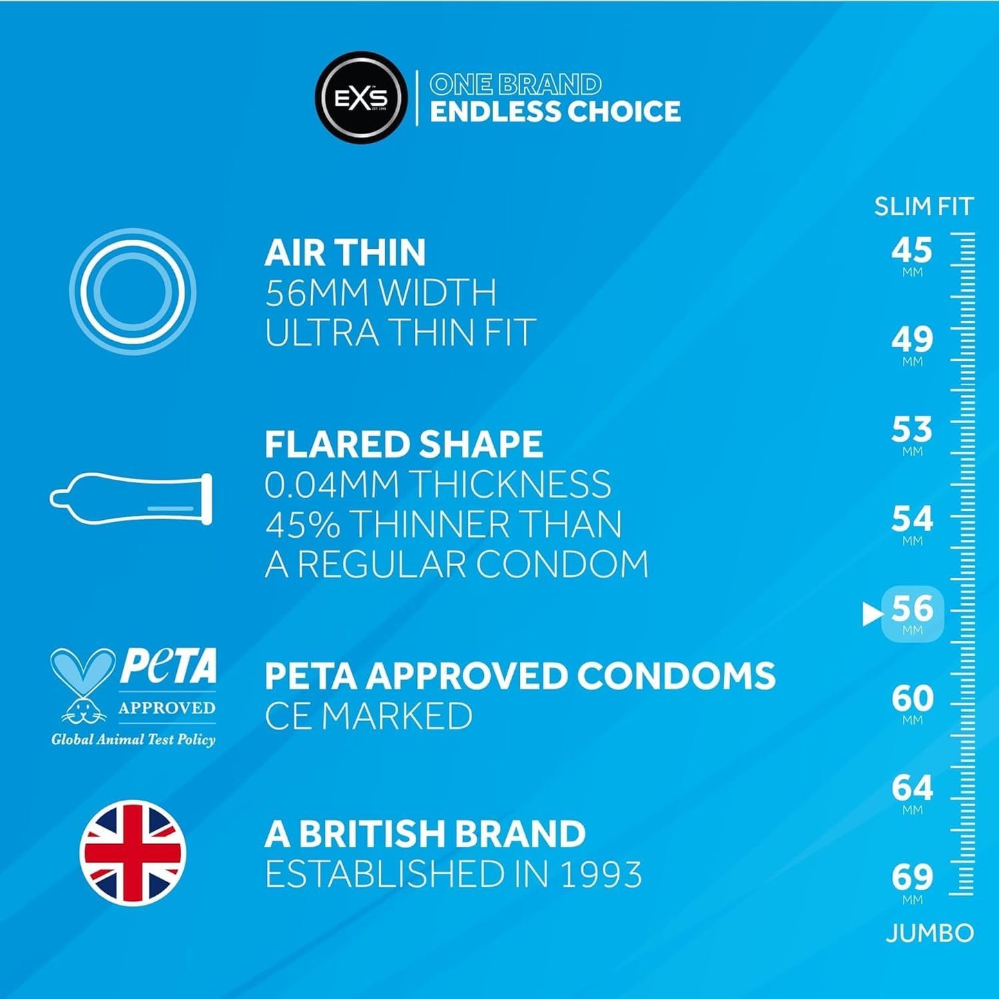 EXS | Air Thin Condoms | One of The Thinnest Quality Condoms | Vegan | 48 Pack