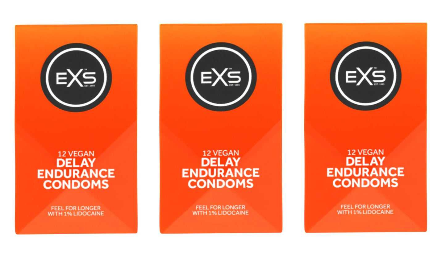 EXS | Delay Condoms | Natural Latex & Silicone Lubricated | Vegan