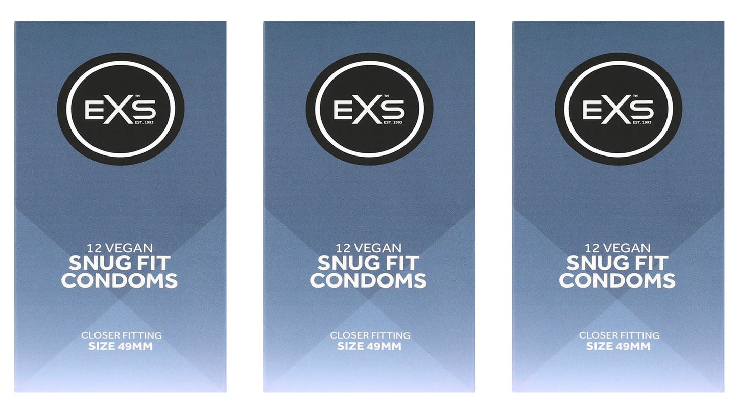 EXS | Snug Fit Condoms | Natural Latex & Tighter More Secure Condom | Vegan