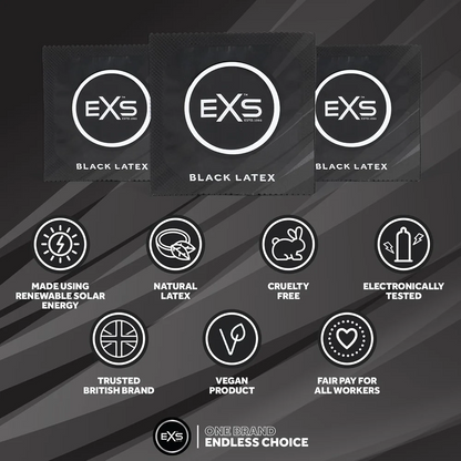 EXS | Black Latex Condoms | Enhance Your Sex Life with Coloured Latex | Vegan