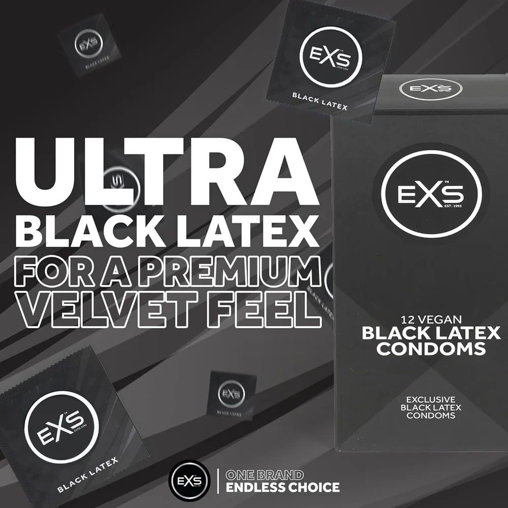 EXS | Black Latex Condoms | Enhance Your Sex Life with Coloured Latex | Vegan
