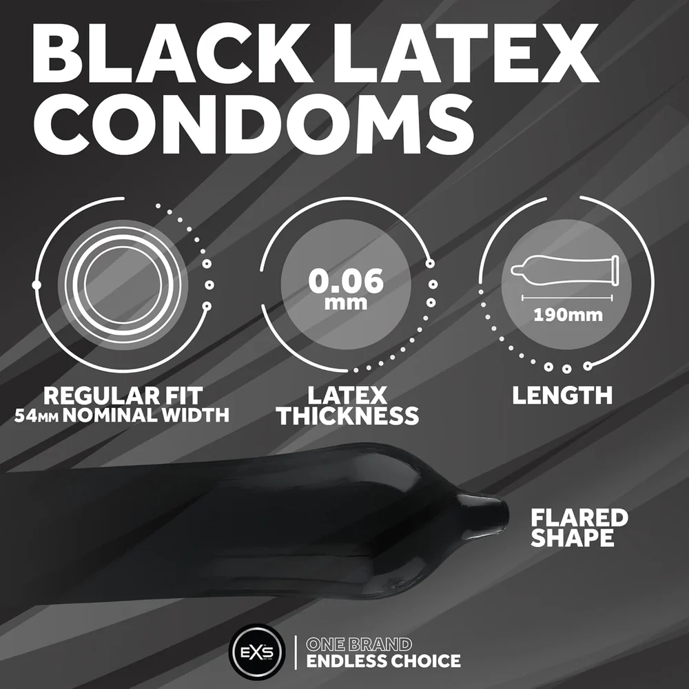 EXS | Black Latex Condoms | Enhance Your Sex Life with Coloured Latex | Vegan