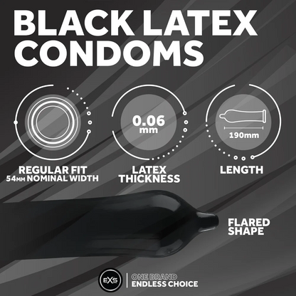 EXS | Black Latex Condoms | Enhance Your Sex Life with Coloured Latex | Vegan