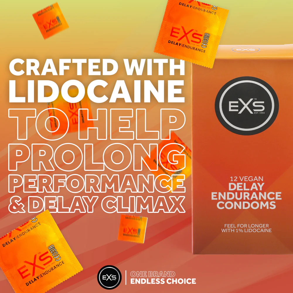 EXS | Delay Condoms | Natural Latex & Silicone Lubricated | Vegan