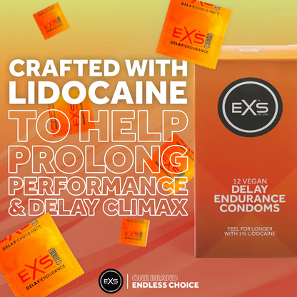 EXS | Delay Condoms | Natural Latex & Silicone Lubricated | Vegan