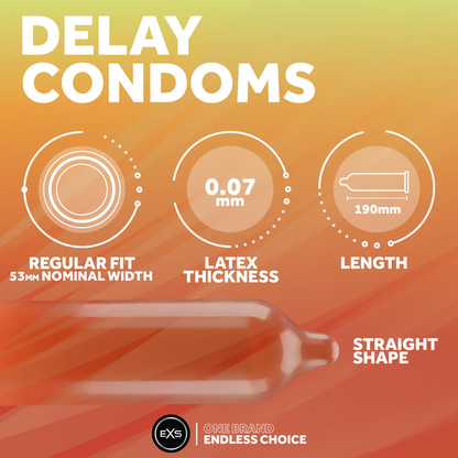 EXS | Delay Condoms | Natural Latex & Silicone Lubricated | Vegan