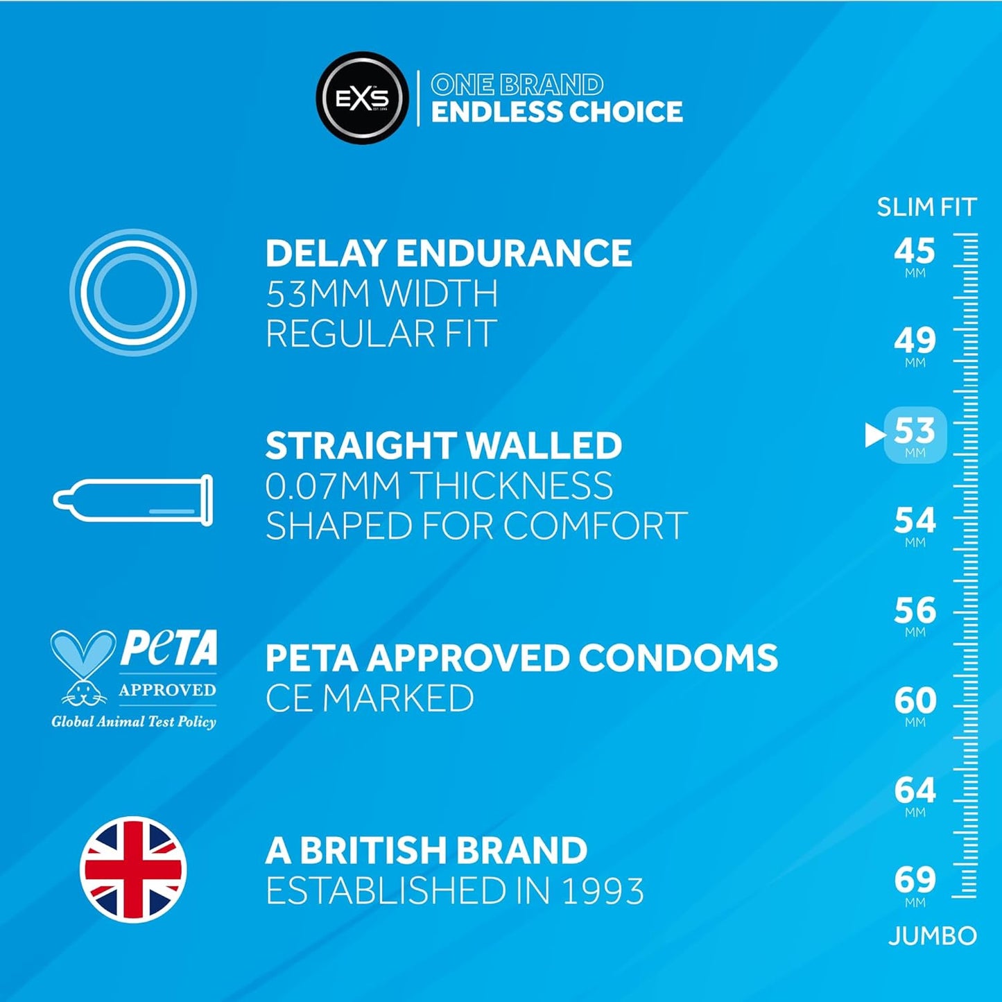 EXS | Delay Condoms | Natural Latex & Silicone Lubricated | Vegan