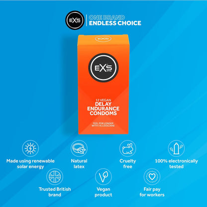 EXS | Delay Condoms | Natural Latex & Silicone Lubricated | Vegan