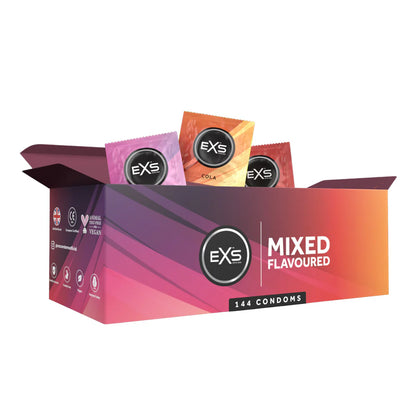 EXS | Mixed Flavoured Condoms | Natural Latex & Silicone Lubricated | Vegan