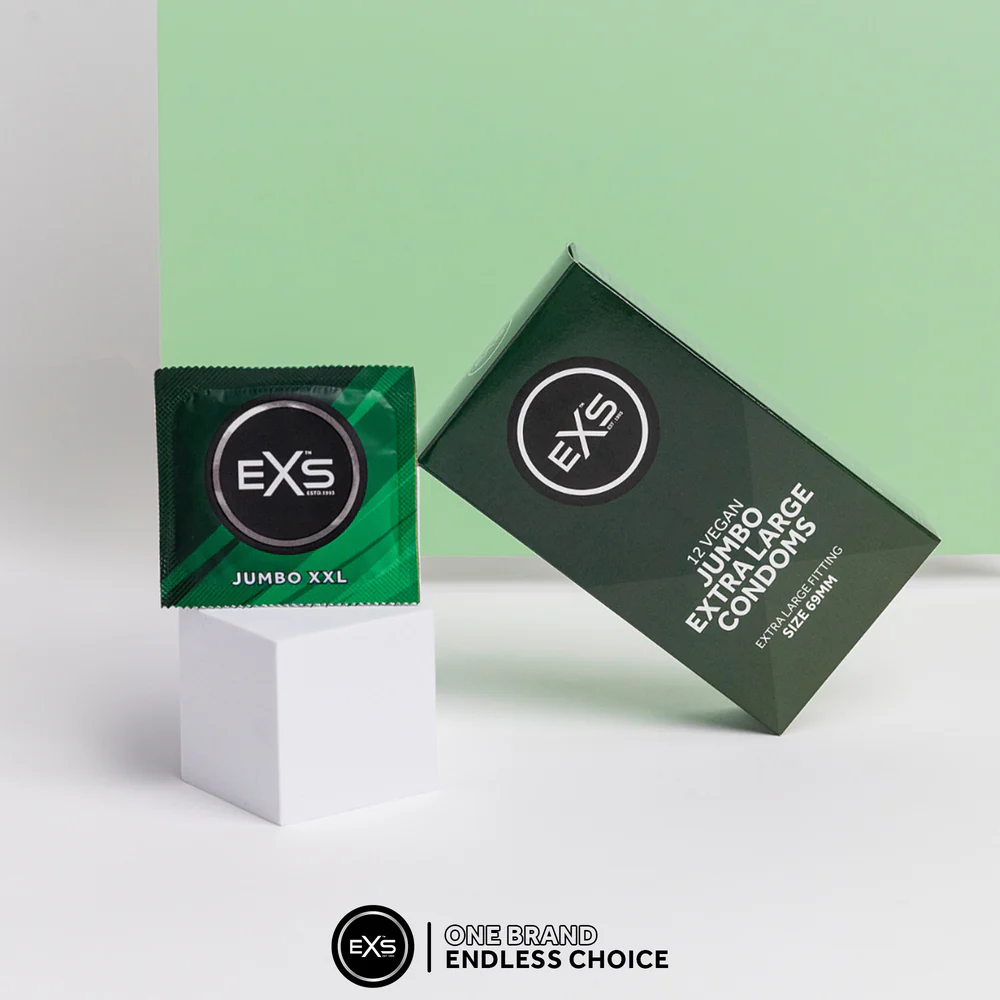 EXS | Jumbo Extra Large Condoms | Natural Latex & Silicone Lubricated | Extra Large Size | Vegan
