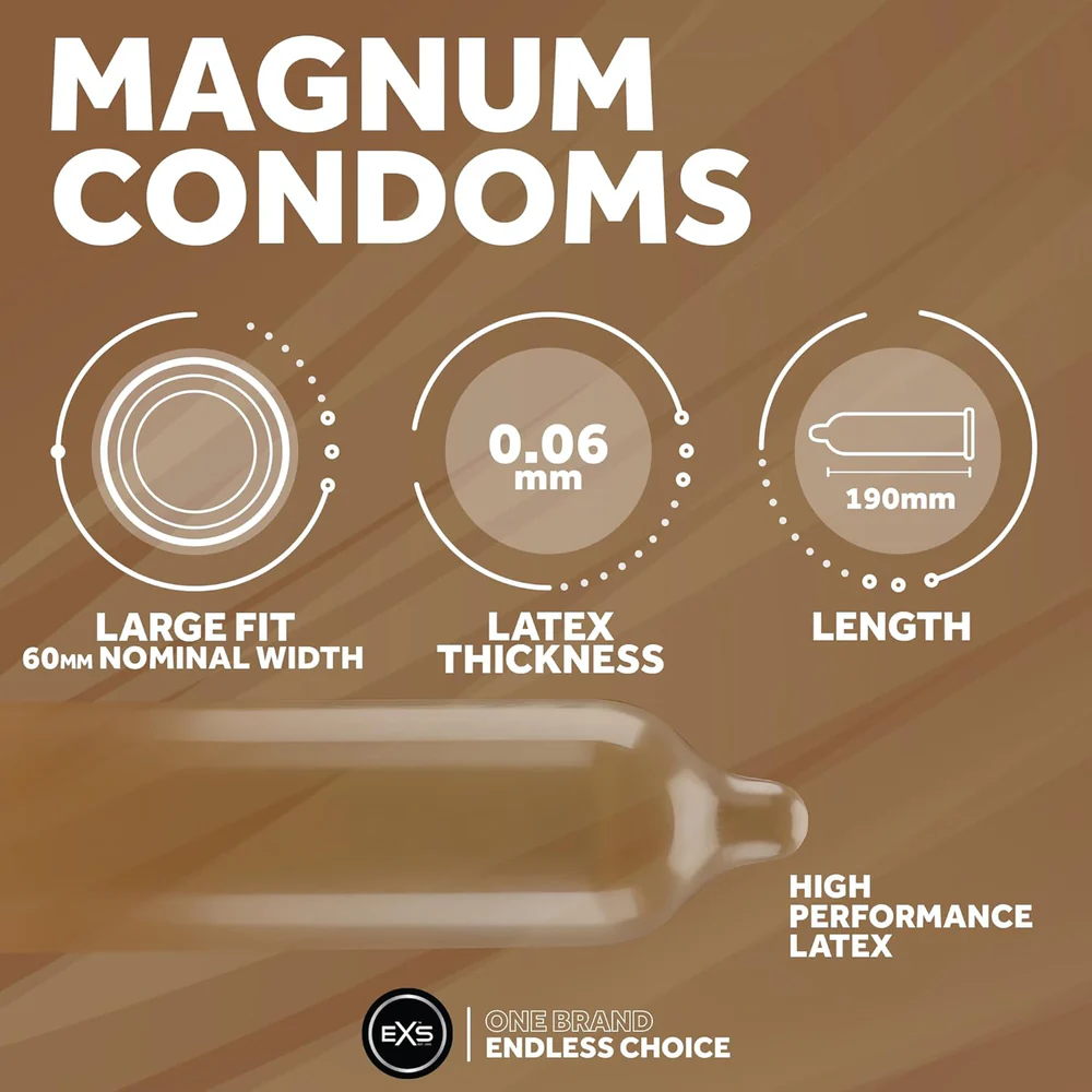 EXS - Magnum Condoms - Natural Latex & Silicone Lubricated - Large EXS Condoms EXS - Magnum Condoms - Natural Latex & Silicone Lubricated - Large EXS Condoms