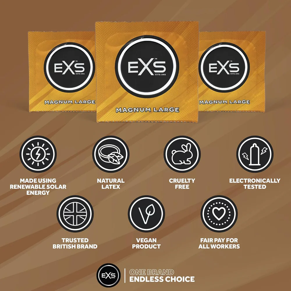 EXS | Magnum Condoms | Natural Latex & Silicone Lubricated | Large Size | Vegan