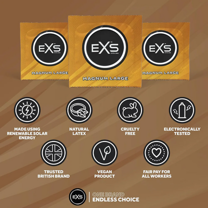 EXS | Magnum Condoms | Natural Latex & Silicone Lubricated | Large Size | Vegan