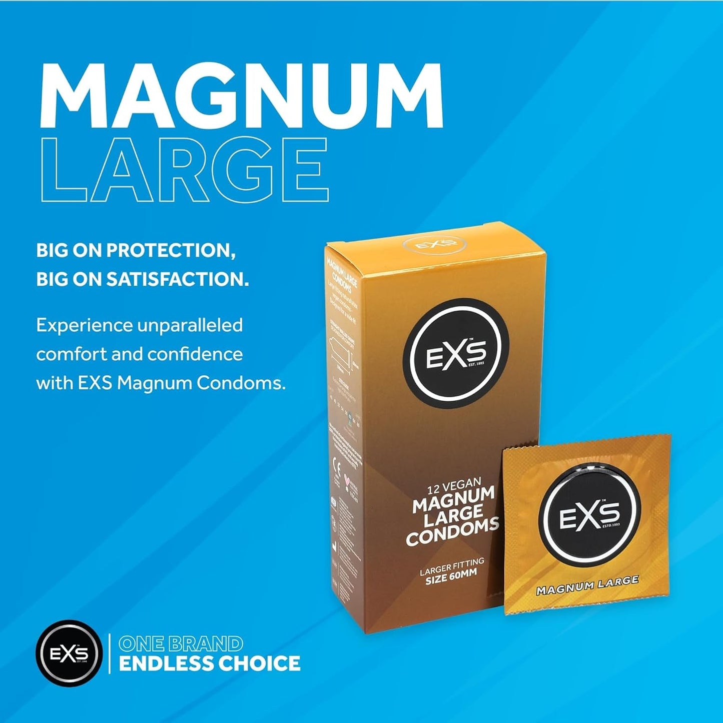 EXS | Magnum Condoms | Natural Latex & Silicone Lubricated | Large Size | Vegan