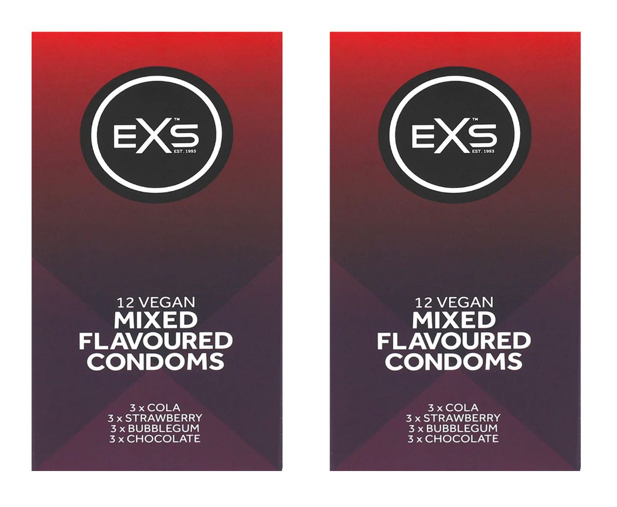 EXS | Mixed Flavoured Condoms | Natural Latex & Silicone Lubricated | Vegan