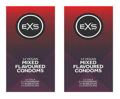 EXS | Mixed Flavoured Condoms | Natural Latex & Silicone Lubricated | Vegan