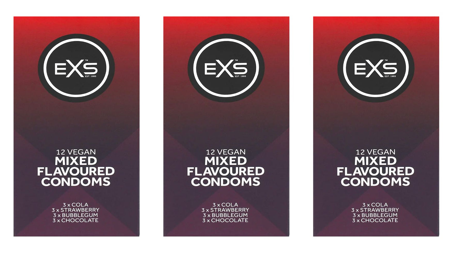 EXS | Mixed Flavoured Condoms | Natural Latex & Silicone Lubricated | Vegan