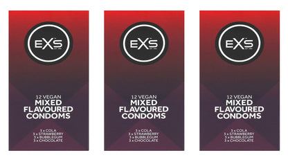EXS | Mixed Flavoured Condoms | Natural Latex & Silicone Lubricated | Vegan