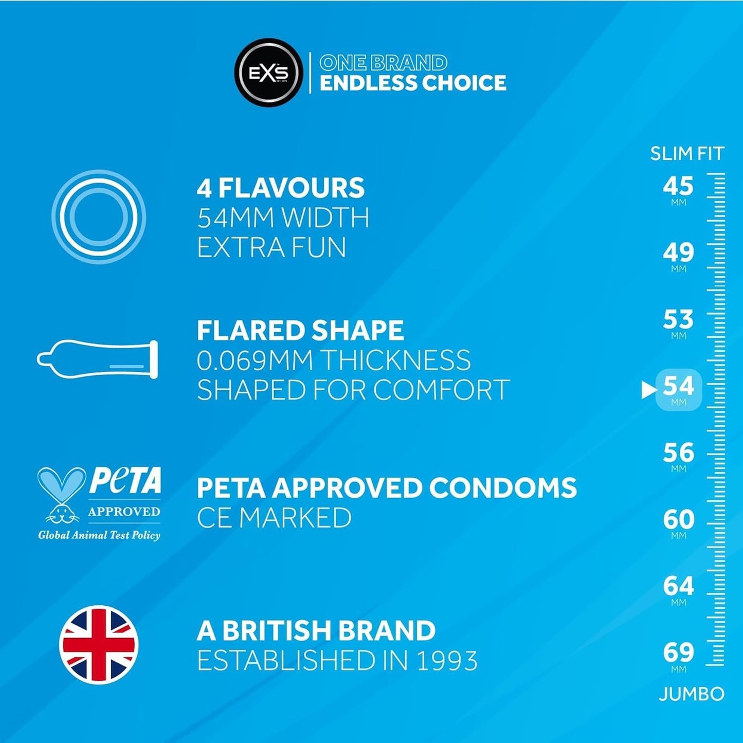 EXS | Mixed Flavoured Condoms | Natural Latex & Silicone Lubricated | Vegan