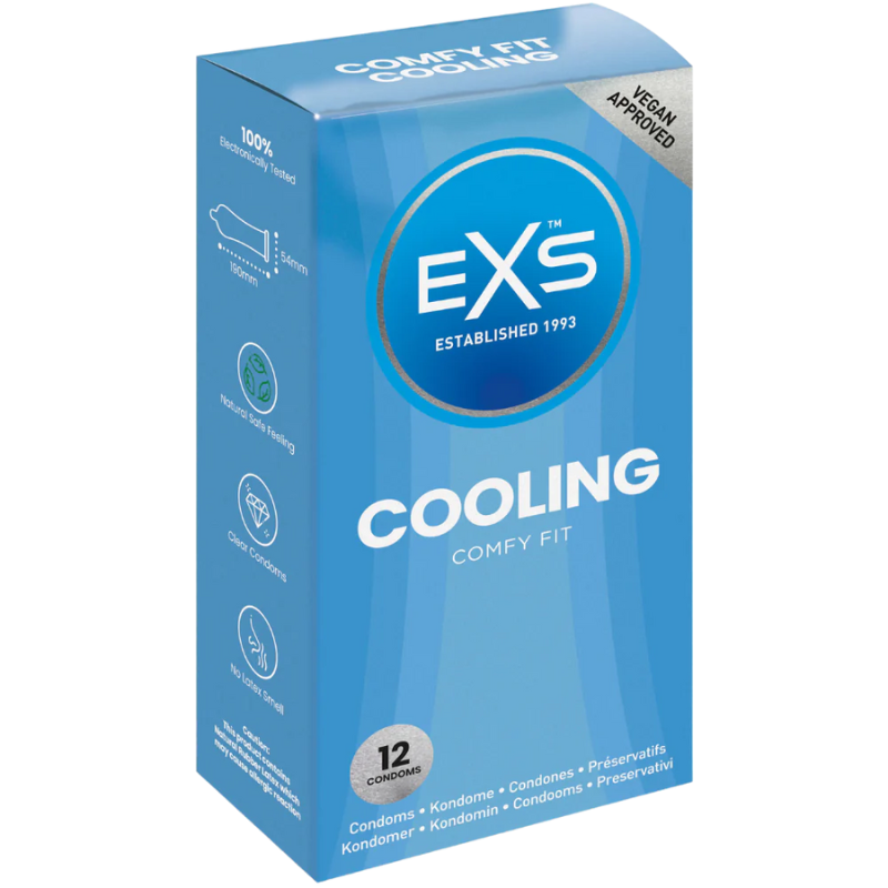 EXS | Cooling Condoms | Natural Latex & Silicone Lubricated with A Cool Yet Sensual Experience | Vegan