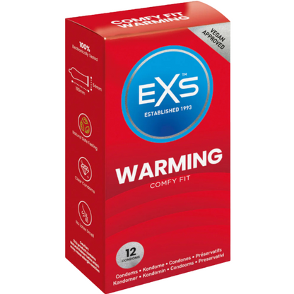 EXS | Warming Condoms | Natural Latex & Silicone Lubricated with A Warm Yet Sensual Experience | Vegan