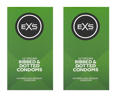 EXS | Textured Condoms | Natural Latex & Silicone Lubricated | Ribbed & Dotted | Vegan