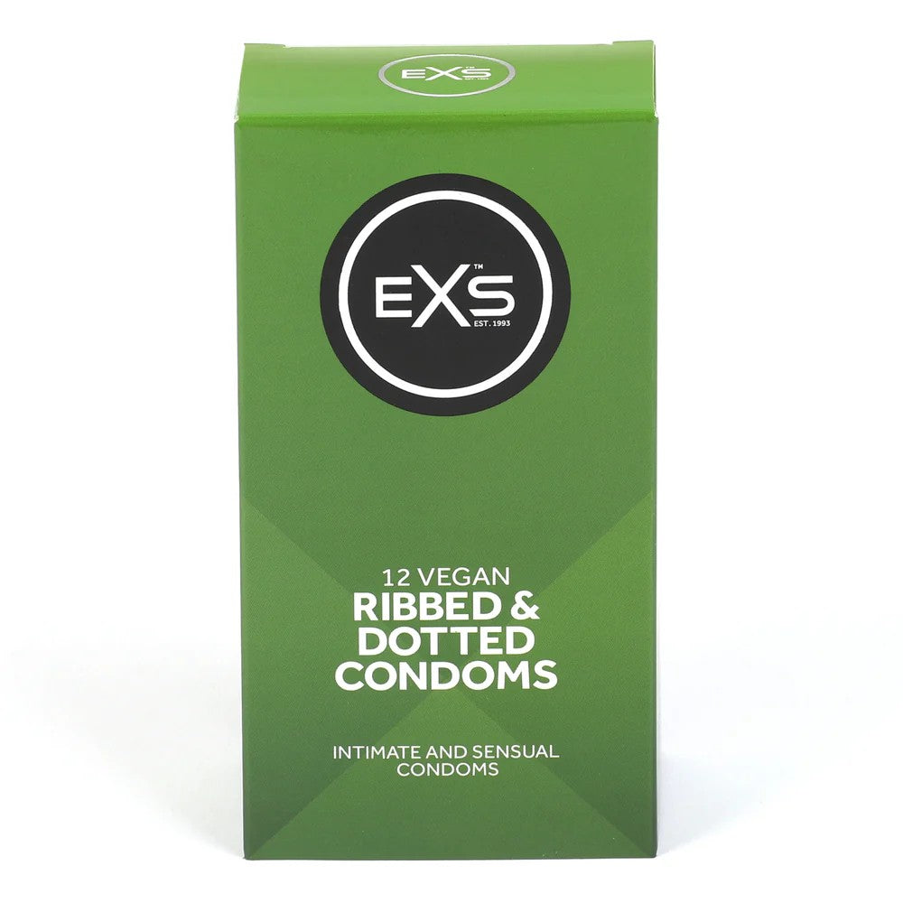 EXS | Textured Condoms | Natural Latex & Silicone Lubricated | Ribbed & Dotted | Vegan