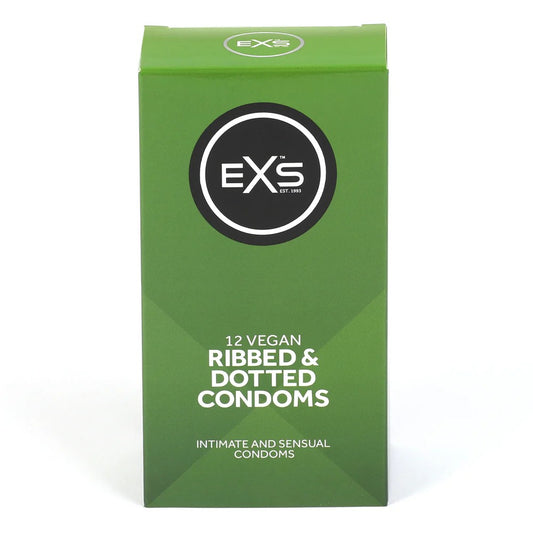 EXS | Textured Condoms | Natural Latex & Silicone Lubricated | Ribbed & Dotted | Vegan