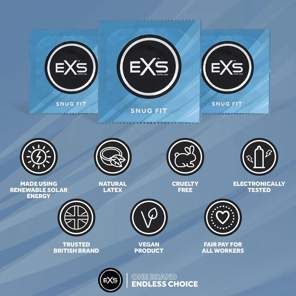 EXS | Snug Fit Condoms | Natural Latex & Tighter More Secure Condom | Vegan