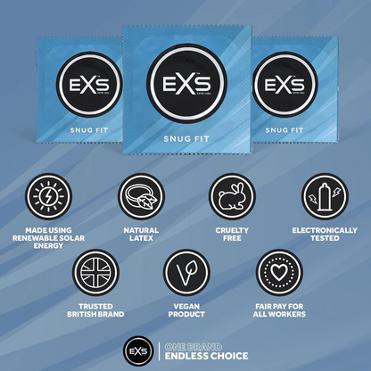EXS | Snug Fit Condoms | Natural Latex & Tighter More Secure Condom | Vegan