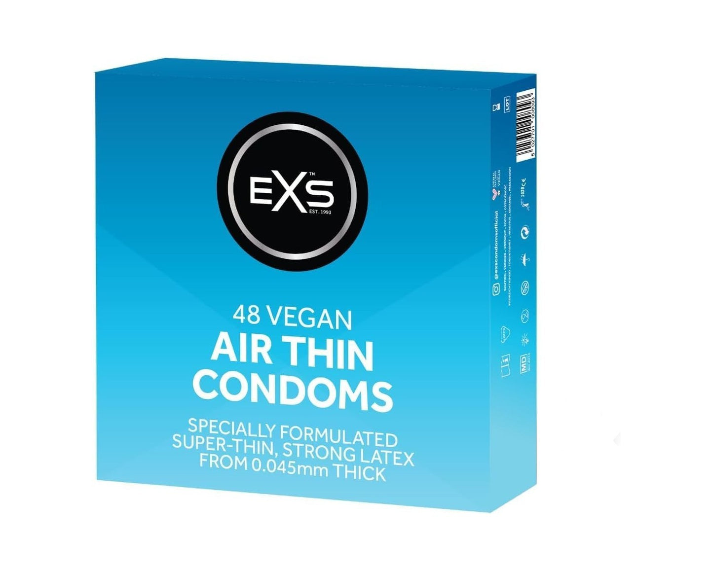 EXS | Air Thin Condoms | One of The Thinnest Quality Condoms | Vegan | 48 Pack