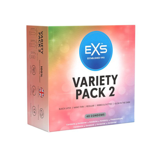 exs condoms variety pack two with 5 condom types