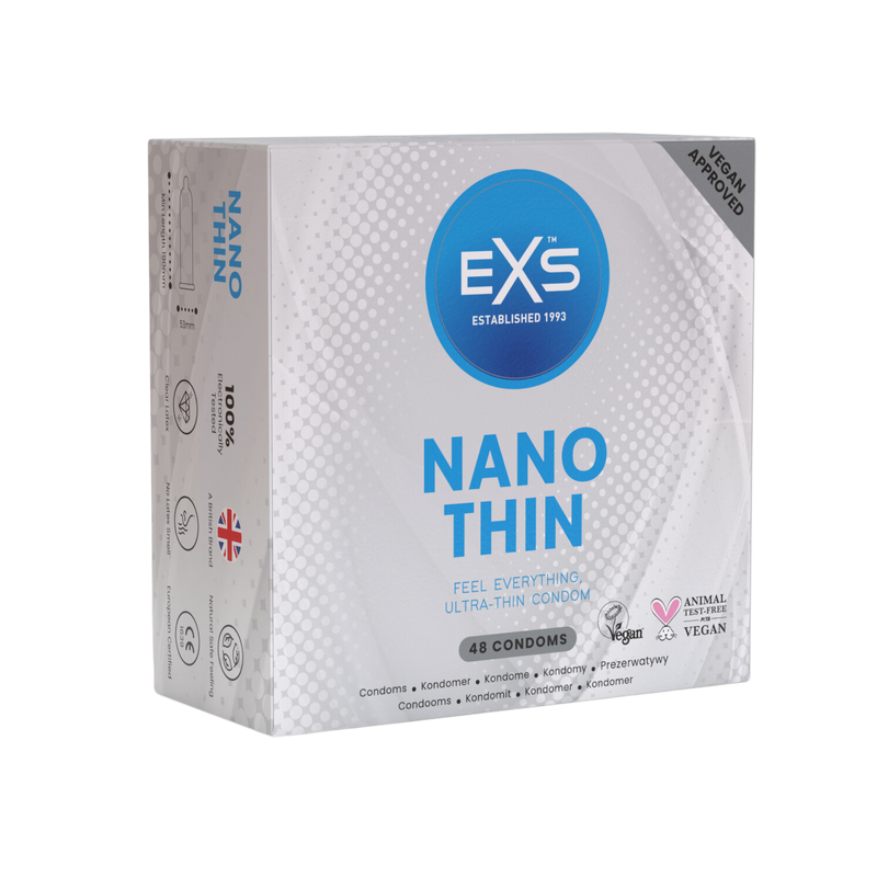 EXS | Nano Thin Condoms | One of The Thinnest Quality Condoms | Vegan | 48 Pack