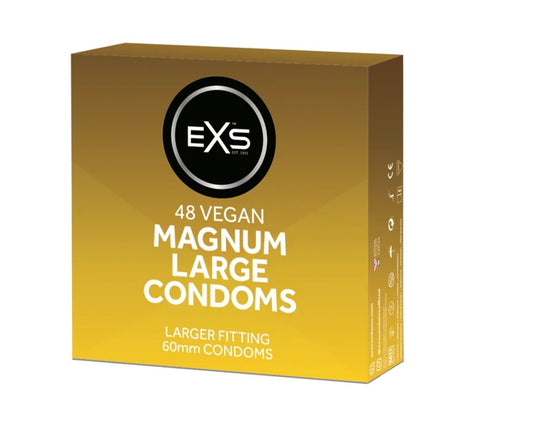 EXS | Magnum Condoms | Natural Latex & Silicone Lubricated | Large Size | Vegan | 48 Pack