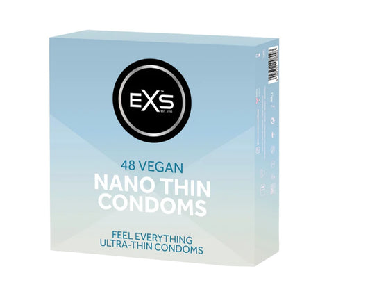 EXS | Nano Thin Condoms | One of The Thinnest Quality Condoms | Vegan | 48 Pack