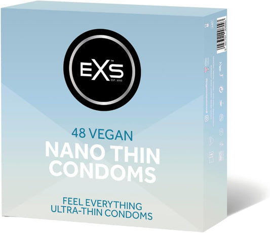 EXS | Nano Thin Condoms | One of The Thinnest Quality Condoms | Vegan | 48 Pack