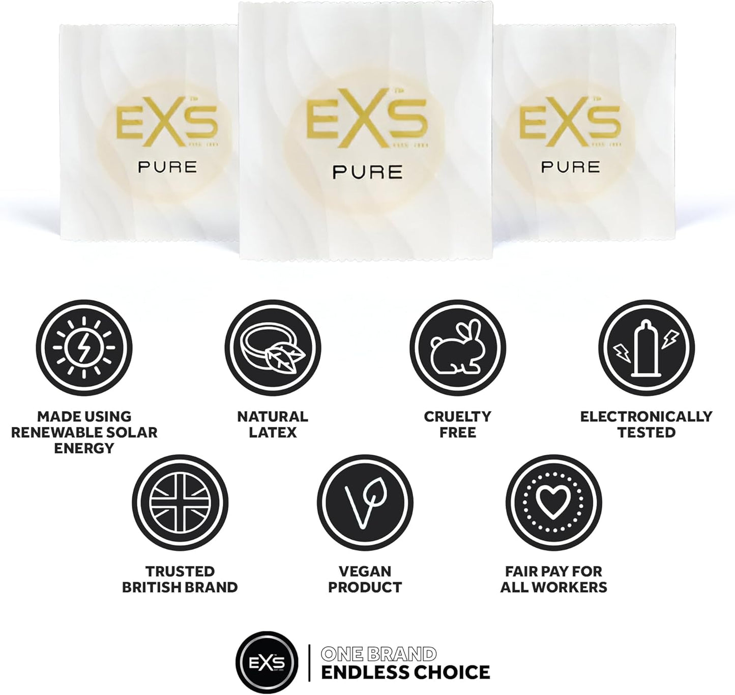 EXS | Pure Condoms | Premium RRI Latex & Fully Sustainable Next Gen Recyclable Foils