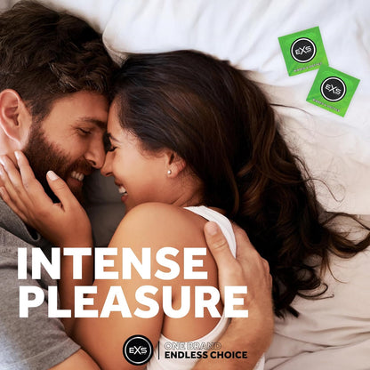 EXS | Textured Condoms | Natural Latex & Silicone Lubricated | Ribbed & Dotted | Vegan