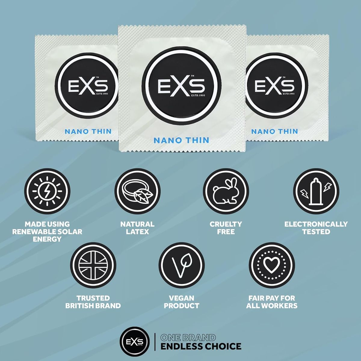 EXS | Nano Thin Condoms | One of The Thinnest Quality Condoms | Vegan