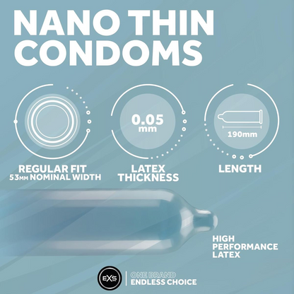 EXS | Nano Thin Condoms | One of The Thinnest Quality Condoms | Vegan