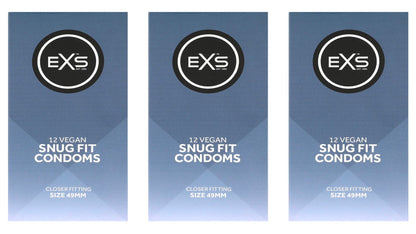 EXS | Snug Fit Condoms | Natural Latex & Tighter More Secure Condom | Vegan