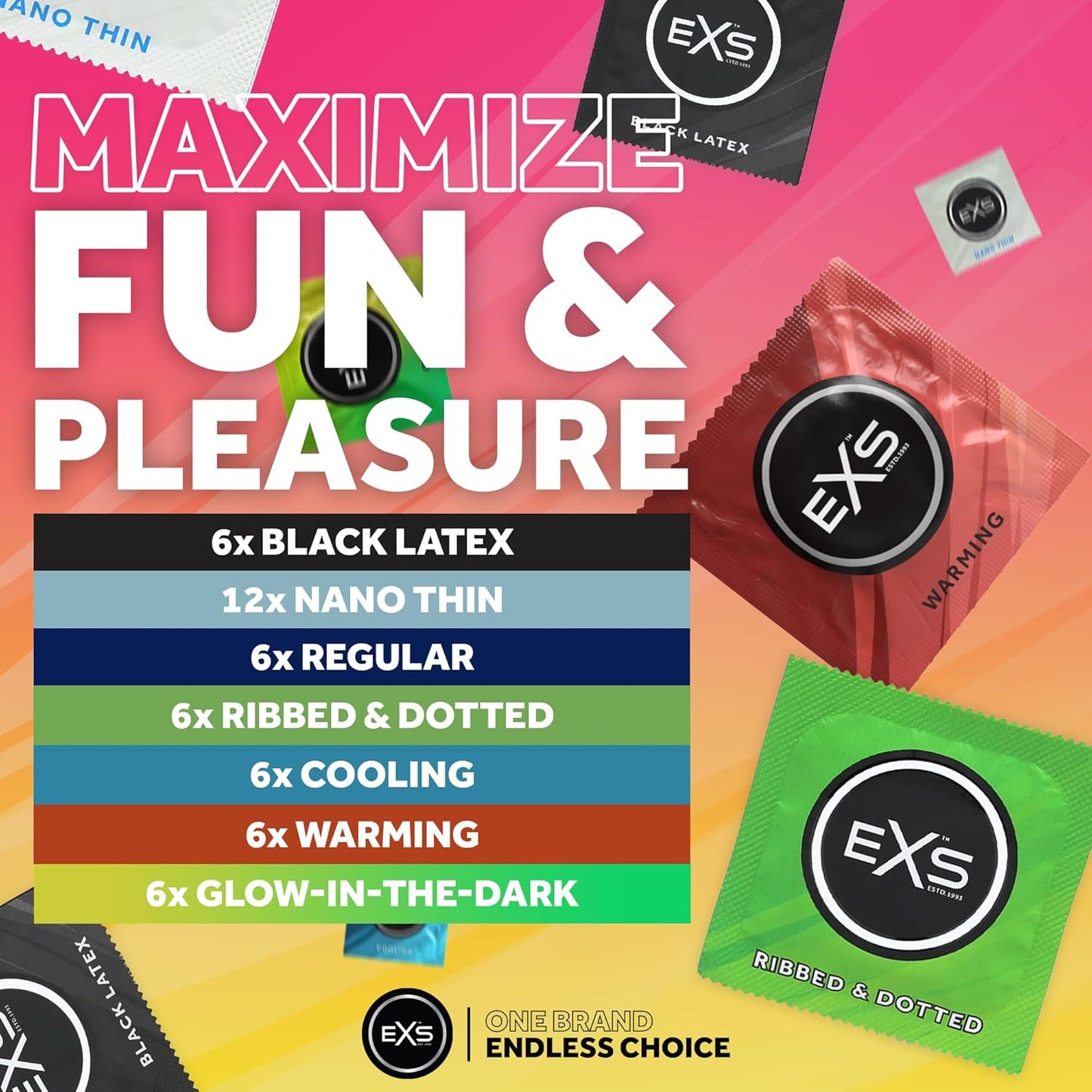 EXS Variety Pack 2 Condoms - 48 pack - 7 Condom Types
