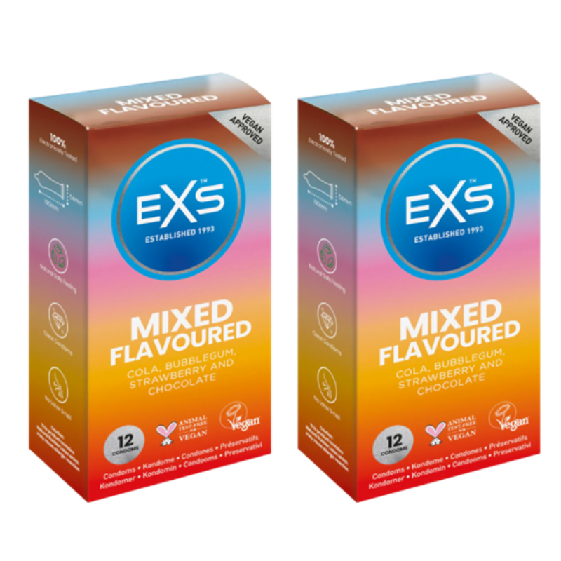 exs condoms mixed flavoured 2 pack 