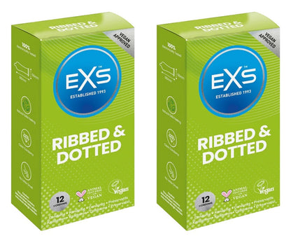 exs condoms ribbed and dotted 2 pack 