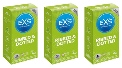 exs condoms ribbed and dotted 3 pack