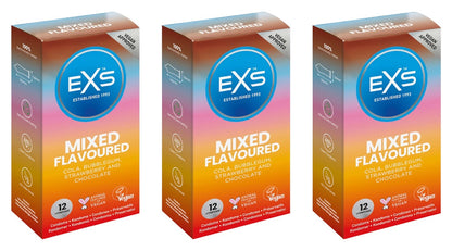 EXS | Mixed Flavoured Condoms | Natural Latex & Silicone Lubricated | Vegan