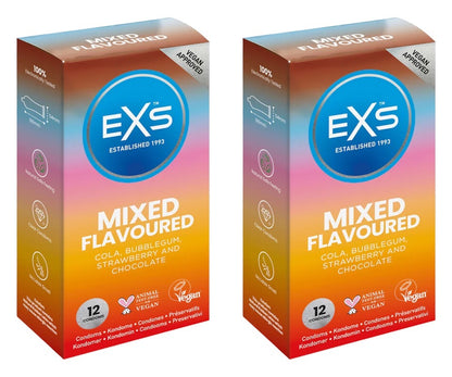 EXS | Mixed Flavoured Condoms | Natural Latex & Silicone Lubricated | Vegan